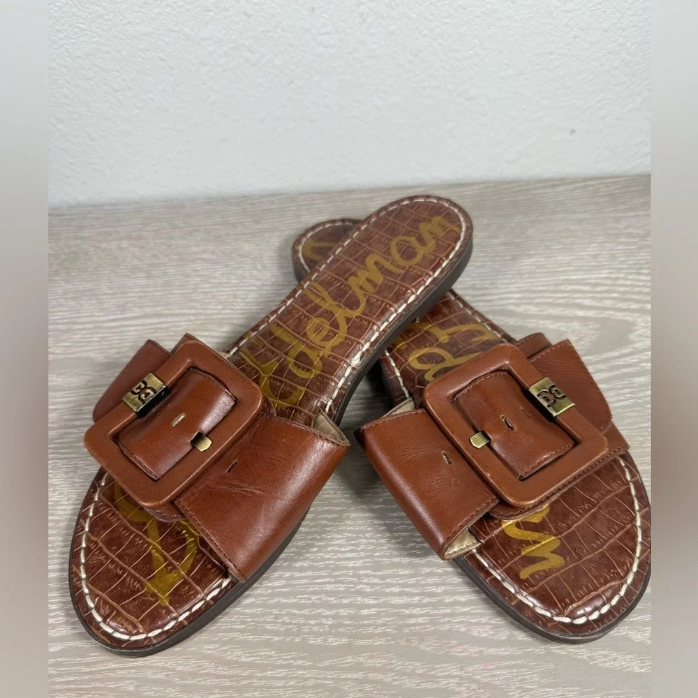 Sam Edelman Gabriela 2 Slide Sandals, Brown Leather, Women's 8.5